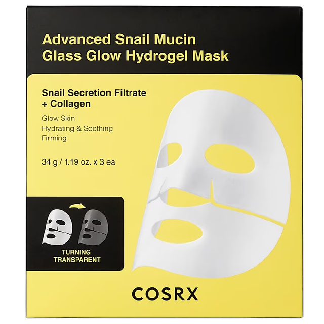 COSRX - Advanced Snail Mucin Glass Glow Hydrogel Mask with Snail Secretion Filtrate + Collagen, 1 Sheet (Pack of 3)