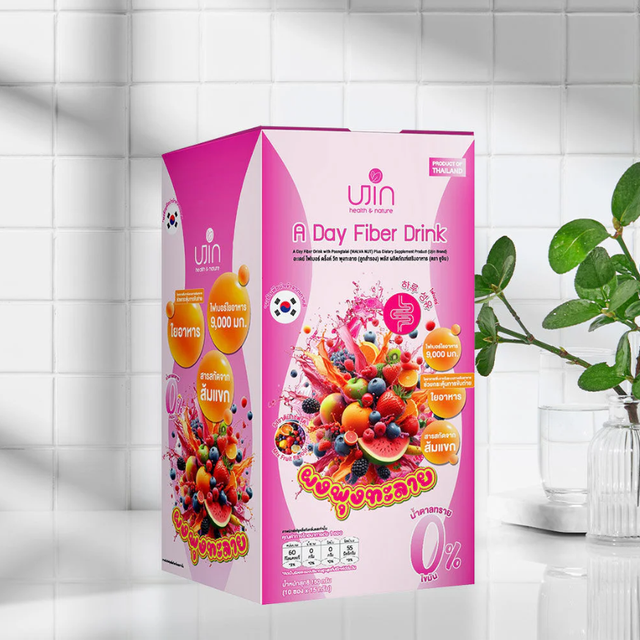 Ujin - A Day Fiber Drink With Poongtalai Malva Nut Plus 15g. (Box of 10 Sachets)