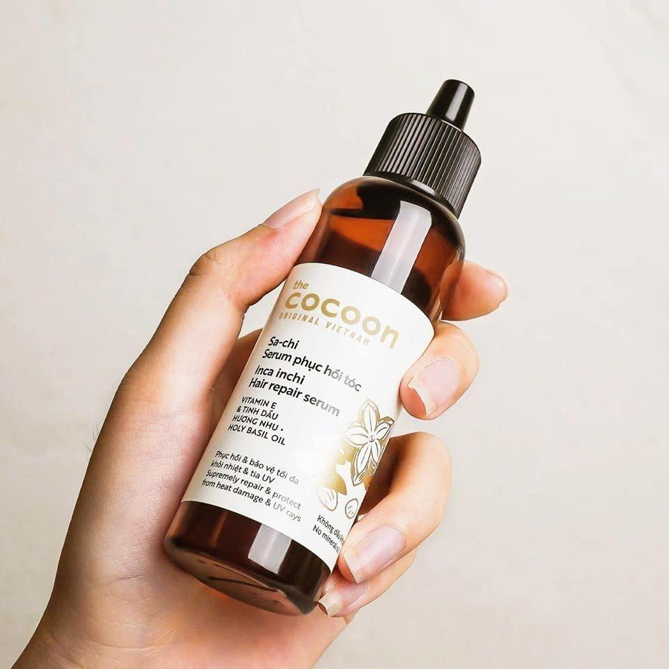 Cocoon Vietnam - Sacha Inchi Hair Repair Serum (Sa-chi Serum Phục Hồi Tóc) with Sacha Inchi Oil, Vitamin E, Phospholipids & Holy Basil Oil 70ml.