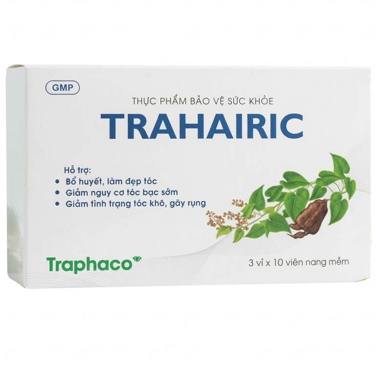 Traphaco - Trahairic - Hair Loss Prevention and Darkening Supplement Viên Uống Tóc Chắc Khỏe & Đen Tóc (30 Capsules)