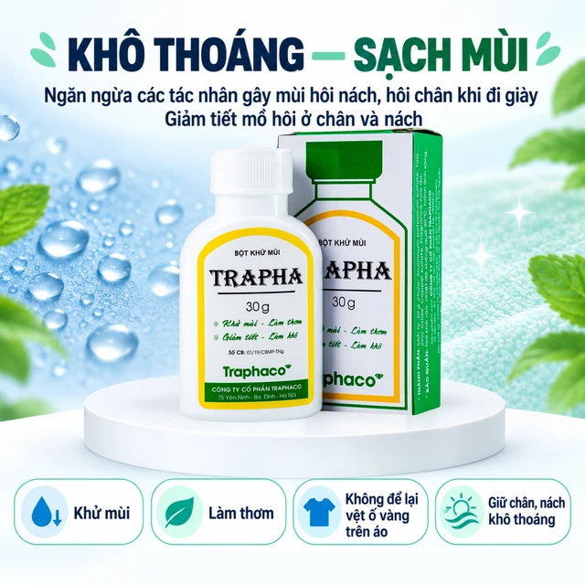 Traphaco - Trapha - Deodorant Powder Bột Khử Mùi 30g. (Pack of 3)
