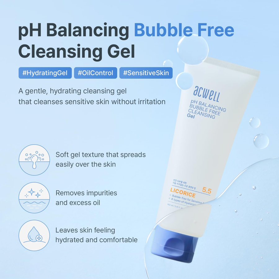 Acwell - pH Balancing Bubble Free Cleansing Gel 160ml.