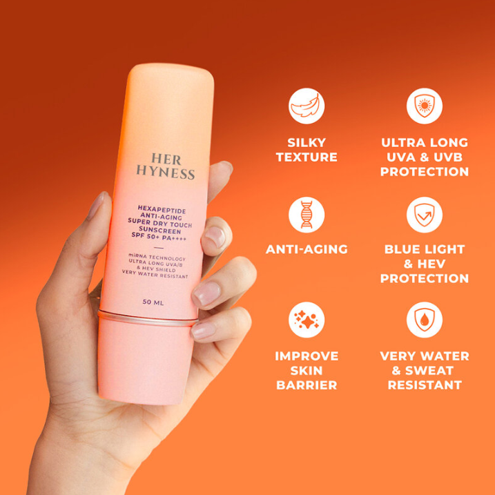 Her Hyness - Hexapeptide Anti-Aging Super Dry Touch Water Resistant Sunscreen SPF50+ PA++++ 50ml.