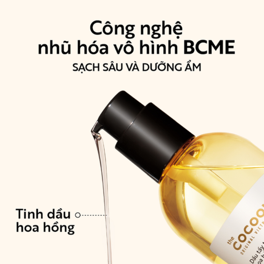 Cocoon Vietnam - Rose Cleansing Oil (Dầu Tẩy Trang Hoa Hồng) with Pure Rose Oil & Vitamin E 310ml.