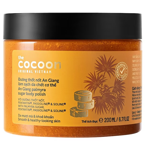 Cocoon Vietnam - An Giang Palmyra Sugar Body Polish (Đường Thốt Nốt An Giang Làm Sạch Da Chết Cơ Thể) with Palmyra Sugar, Pentavitin®, Passioline® & Soline® 200ml.