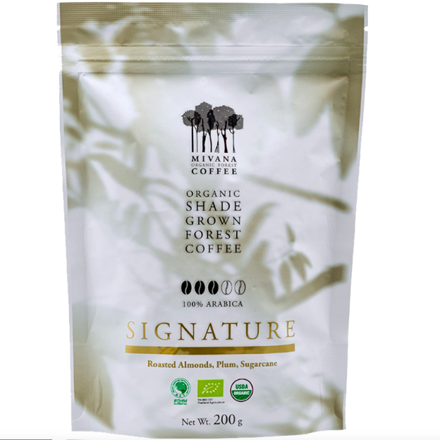 Mivana - Signature, Roasted Organic Shade Grown Forest Coffee 100% Arabica (Roasted Almonds, Plum, Sugarcane) 200g.