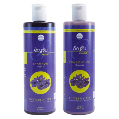 Kongkaherb - Butterfly Pea Shampoo + Conditioner with Vitamin E, each 400ml.