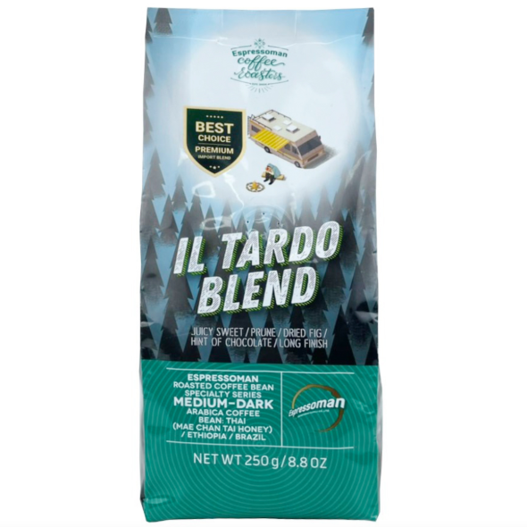 Espressoman - Il Tardo Blend, Medium-Dark Arabica Coffee 250g. (Juicy Sweet / Prune / Dried Fig / Hint of Chocolate / Long Finish)