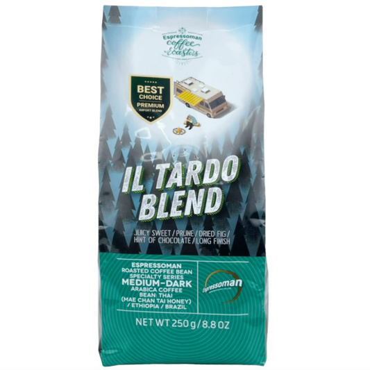 Espressoman - Il Tardo Blend, Medium-Dark Arabica Coffee 250g. (Juicy Sweet / Prune / Dried Fig / Hint of Chocolate / Long Finish)
