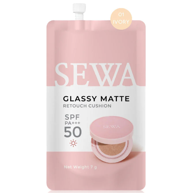 Sewa - Glassy Matte Retouch Cushion #01 Ivory SPF50 PA+++  7g. (Pack of 3)