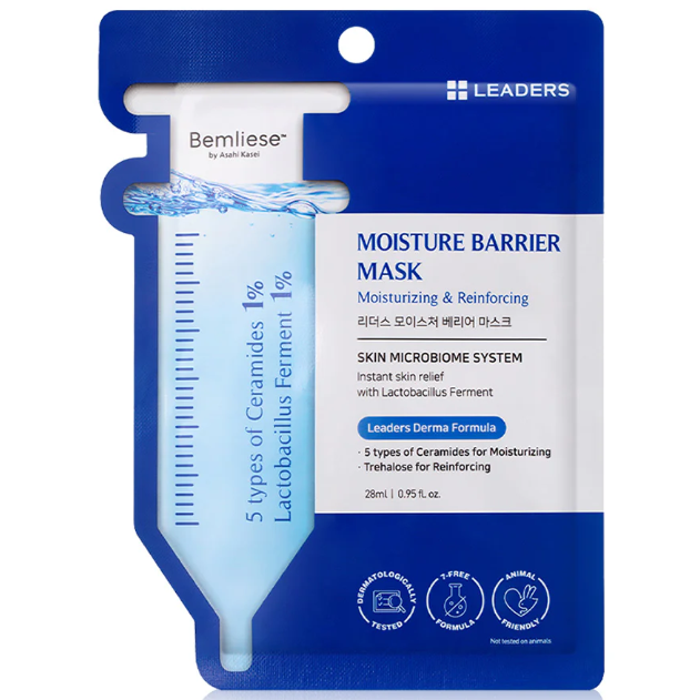 Leaders - Moisture Barrier Face Mask with 5 types of Cermides and Trehalose 28ml. (Pack of 3)