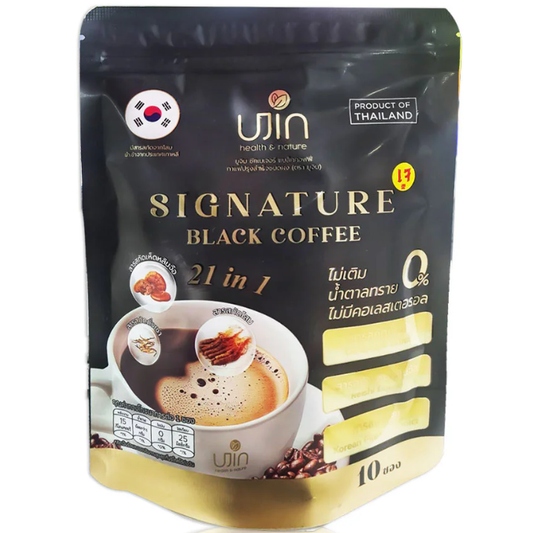 Ujin - Signature Black Coffee Instant Coffee Mix Powder 5g. (Box of 10 Sachets)