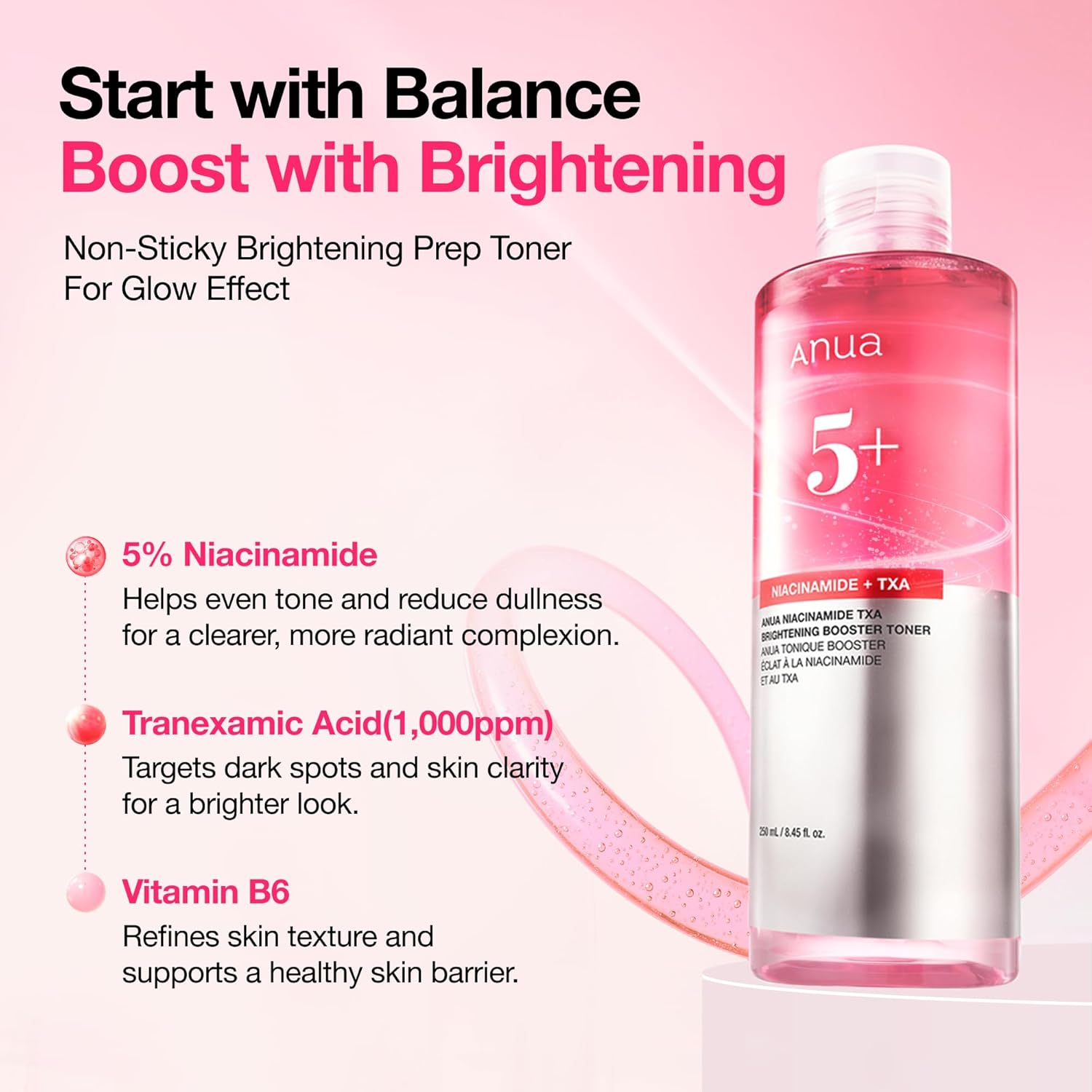 Anua - 5+ Niacinamide + TXA Brightening Booster Toner 250ml.
