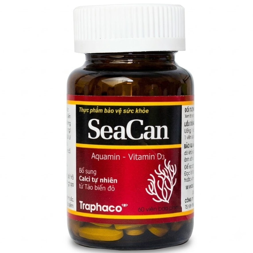Traphaco - SeaCan - Aquamin Natural Red Algae Calcium & Vitamin D3 Joint Support Supplement Bổ Sung Canxi Tảo Biển Đỏ (60 Tablets)