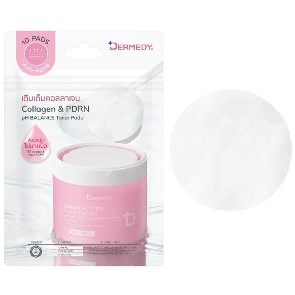 Dermedy - Collagen & PDRN pH Balance Toner Pads 25g. (Pack of 3 x 10 Pads)