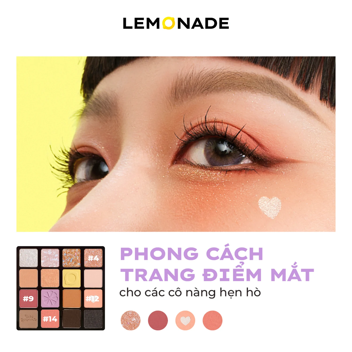 Lemonade - Aesthetic - Eyeshadow Palette Version 2 Bảng Phấn Mít Aesthetic Eyeshadow Palette Version 2 20.8g.