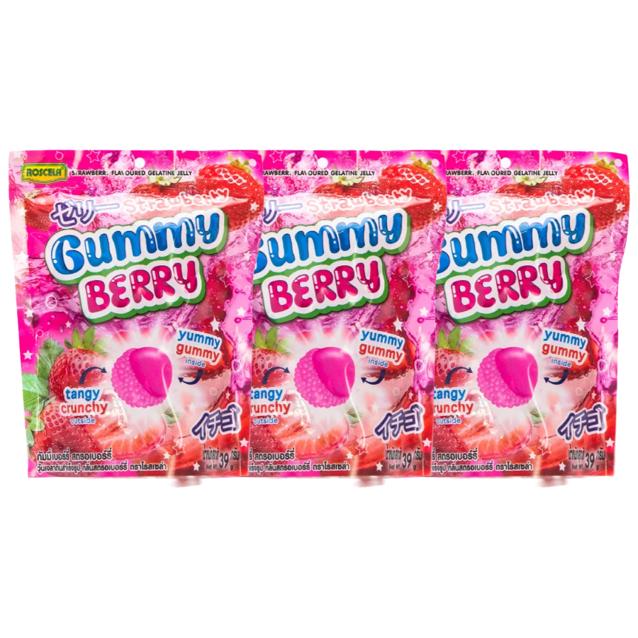 Roscela - Strawberry Gummy Berry 39g. (Pack of 3)