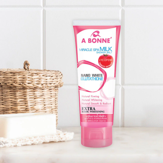 A Bonne' - Miracle Spa Milk Shower Salt Plus Lycopene Tomato Extract and Nano White Glutathone 350g.