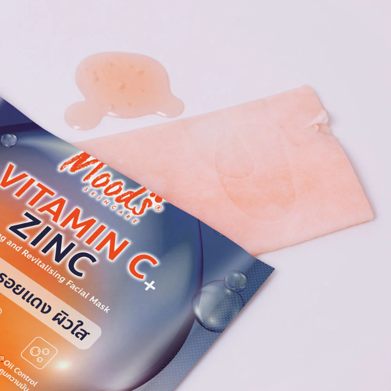 Moods Skin Care - Vitamin C + Zinc Brightening And Revitalising Facial Mask 38ml. (Pack of 3)