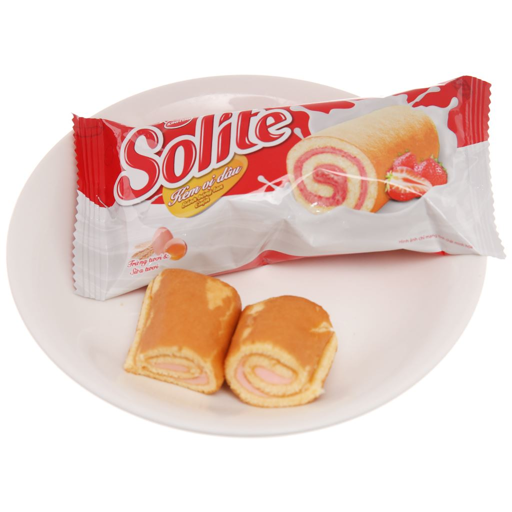 KINH DO - Solite - Rolled Sponge Cake Cuộn Kinh Đô Khay Cuộn Dâu Strawberry Roll 360g.
