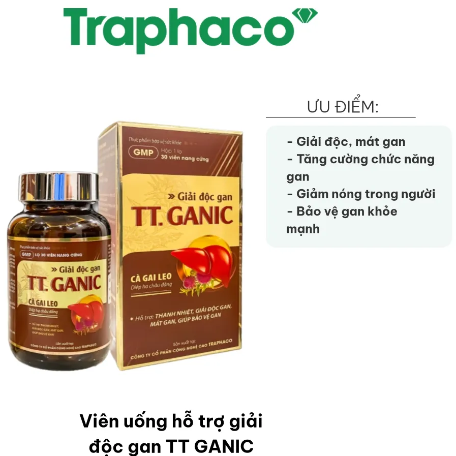 Traphaco - TT Ganic - Liver Detox and Health Support Supplement Thực Phẩm Bổ Sung Viên Uống Giải Độc Gan Thanh Lọc & Bảo Vệ (30 Tablets)