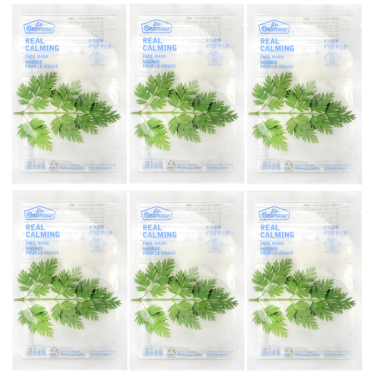 The Face Shop - Dr.Belmeur Real Calming Face Mask Summer Mugwort 24ml. (Pack of 6)
