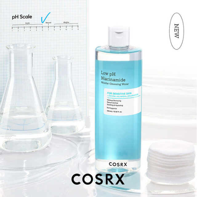 COSRX - Low pH Niacinamide Micellar Cleansing Water for Sensitive Skin with Zinc PCA + Allantoin + Hyaluronic Acid 400ml.