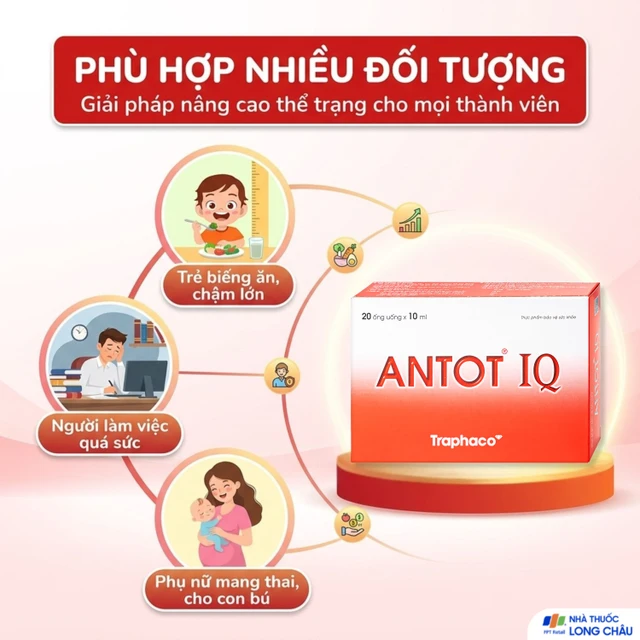 Traphaco - Antot IQ - Pediatric Growth, Brain & Physical Boost Liquid Siro Phát Triển Trí Não Và Thể Chất Cho Trẻ for Kids (20 Ampoules x 10ml.)