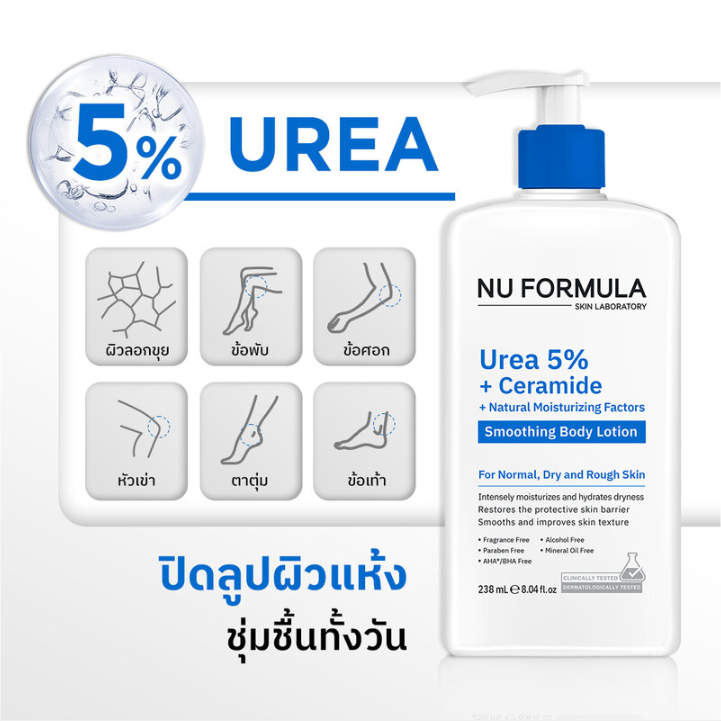 Nu Formula - Urea 5% + Ceramide + Natural Moisturizing Factors Smoothing Body Lotion 238ml.