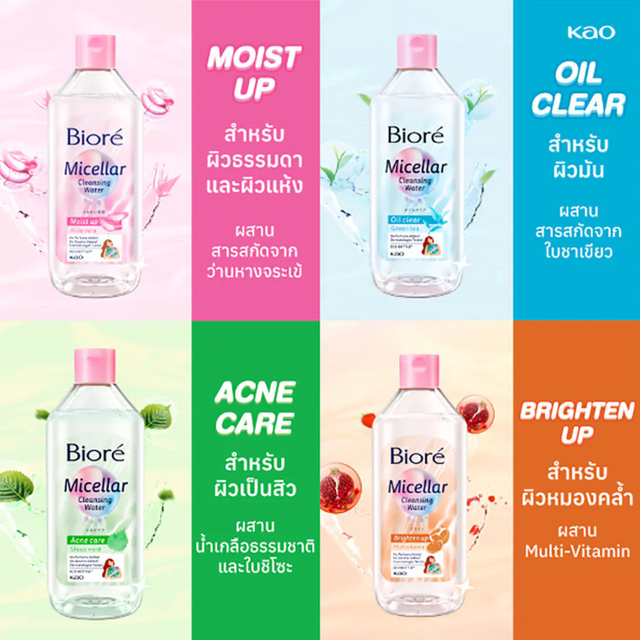 Biore - Micellar Cleansing Water Acne Care Shiso Mint 400ml.