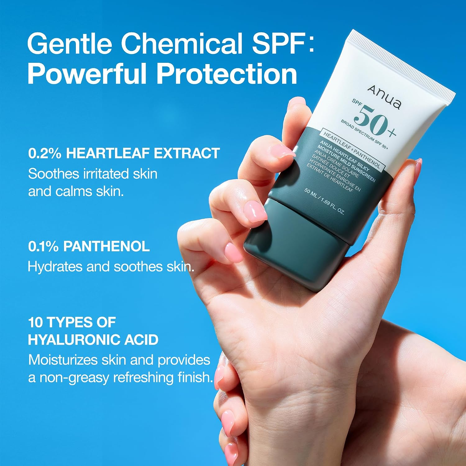 Anua - Heartleaf Silky Moisture Sun Cream SPF50+ PA++++ 50ml.