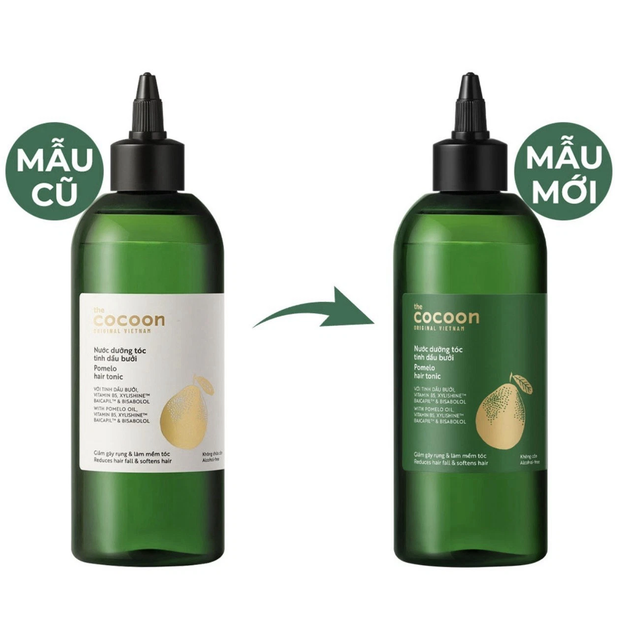 Cocoon Vietnam - Pomelo Hair Tonic (Nước Dưỡng Tóc Tinh Dầu Bưởi) with Pomelo Oil, Vitamin B5, Xylishine™, Baicapil™ & Bisabolol, Alcohol-Free 310ml.