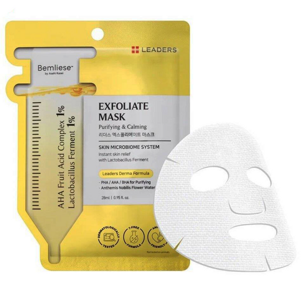 Leaders - Exfoliate Face Mask with Lactobacillus Ferment, PHA, AHA, BHA and Anthemis Nobilis Flower Water 28ml. (Pack of 6)