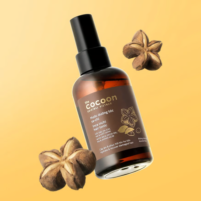 Cocoon Vietnam - Sacha Inchi Hair Tonic (Nước Dưỡng Tóc Sa-Chi) with Inca Inchi Oil, HA & Amino Acid, Alcohol-Free 140ml.