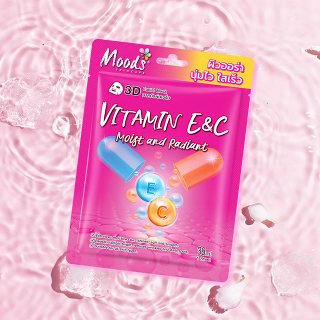 Moods Skin Care - Vitamin E & C Moist Radiant 3D Facial Mask 38ml. (Pack of 3)