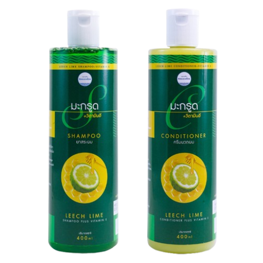 Kongkaherb - Kaffir Lime Shampoo + Conditioner with Vitamin E, each 400ml.