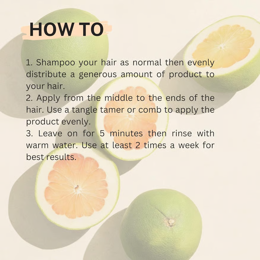 Cocoon Vietnam - Pomelo Hair Mask (Kem Ủ Tóc Bưởi) with Pomelo Oil, Vitamin B5 & Xylishine™ 200ml.
