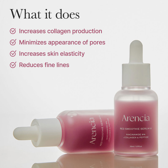 Arencia - Red Smoothie Serum 8 with Niacinamide 8% + Collagen & Peptide 30ml.