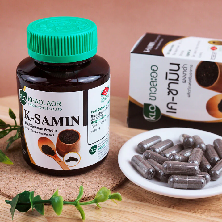 Khaolaor - K-Samin Black Sesame Powder 60 Capsules