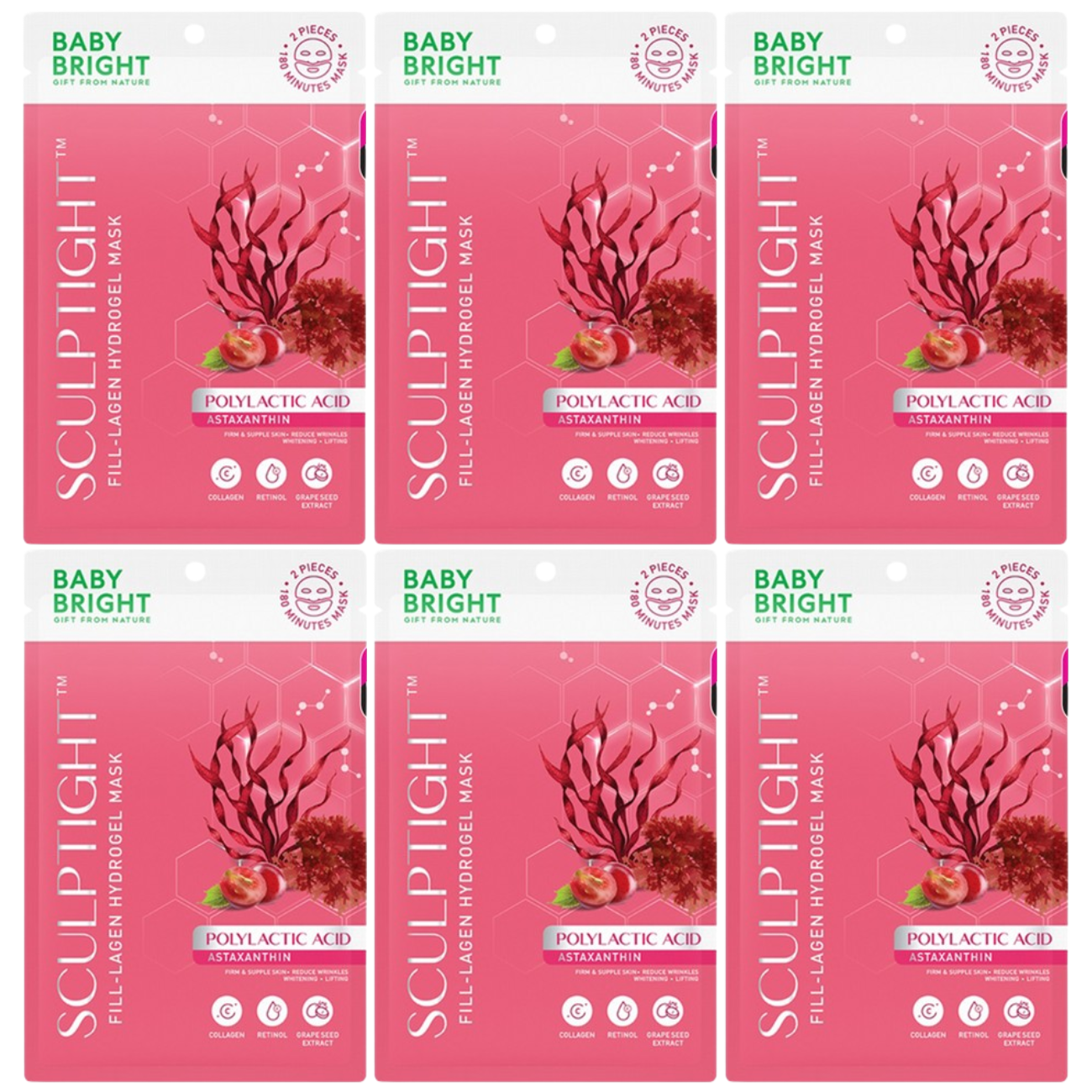 Baby Bright - Sculptight Fill-lagen Hydrogel Mask 20g. (Pack of 6)