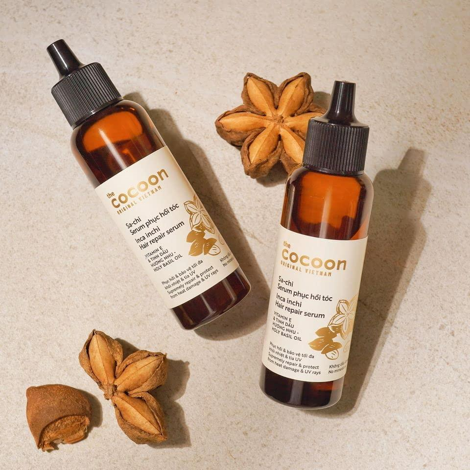 Cocoon Vietnam - Sacha Inchi Hair Repair Serum (Sa-chi Serum Phục Hồi Tóc) with Sacha Inchi Oil, Vitamin E, Phospholipids & Holy Basil Oil 70ml.