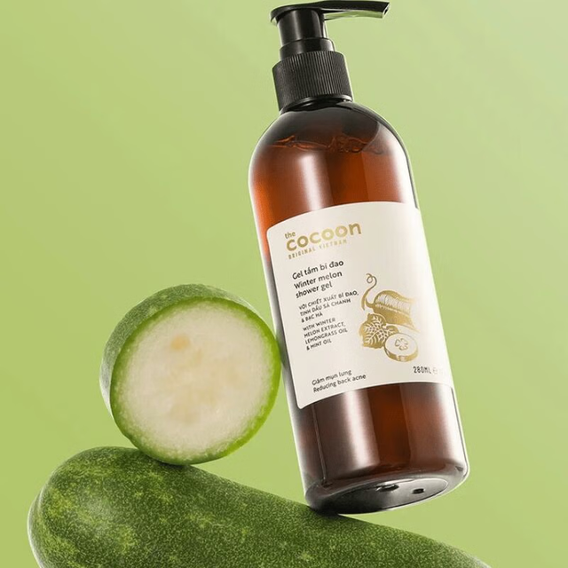 Cocoon Vietnam - Winter Melon Shower Gel (Gel Tắm Bí Đao) with Winter Melon Extract, BHA, Tea Tree Oil & Crinipan PMC 500ml.