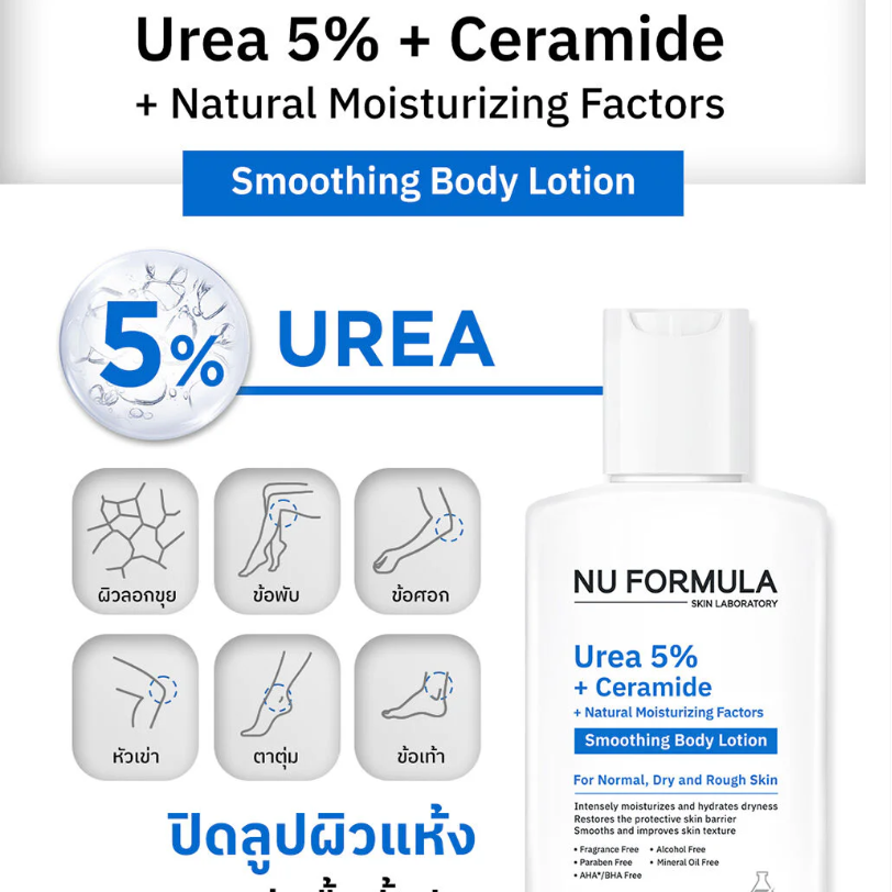 Nu Formula - Urea 5% + Ceramide + Natural Moisturizing Factors Smoothing Body Lotion 90ml.