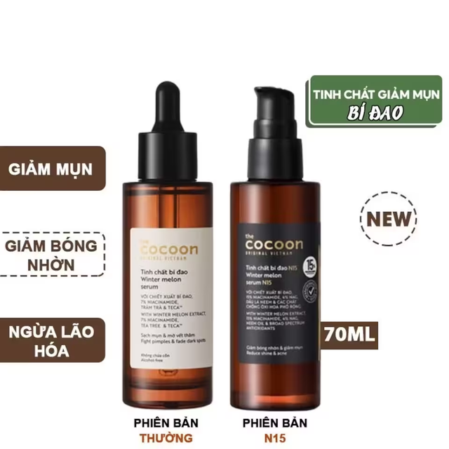 Cocoon Vietnam - Winter Melon Serum N15 (Tinh Chất Bí Đao N15) with Winter Melon Extract, 15% Niacinamide, 4% NAG, Neem Oil & Broad Spectrum Antioxidants 70ml.
