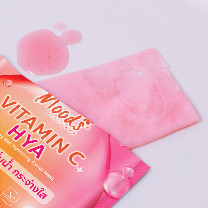 Moods Skin Care - Vitamin C + Hya Brightening And Hydrating Facial Mask 38ml. (Pack of 3)