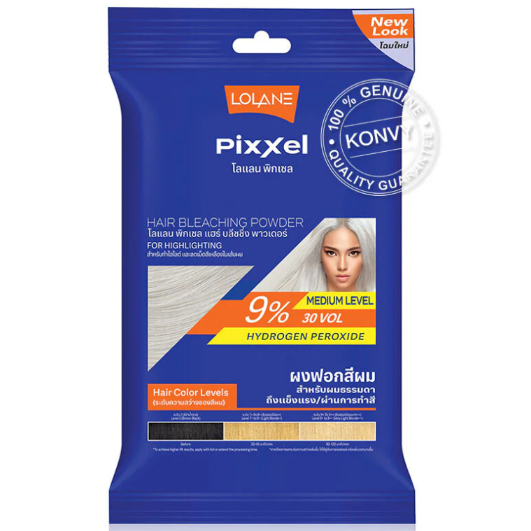 Lolane - Pixxel Hair Bleaching Powder + Oxymilk 9% 15g. (Pack of 3)