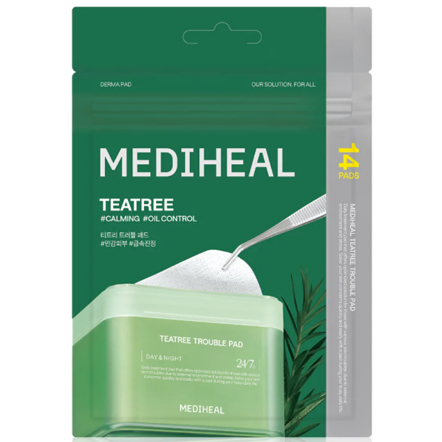 Mediheal - Teatree Trouble Day & Night Pad, Oil Control and Calming (14 Pads)