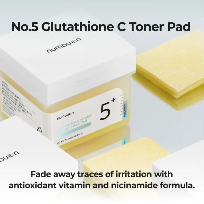 Numbuzin - No.5+ Glutathione Vitamin Concentrated Toner Pad 180ml. (70 Pads)