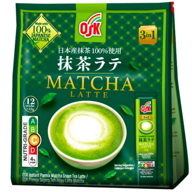 OSK - 3in1 Matcha Latte Roasted Green Tea 264g. (22g. x 12pcs)