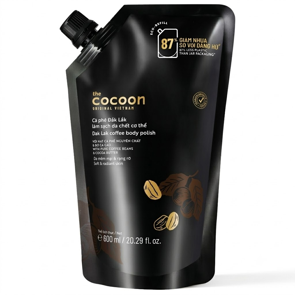 Cocoon Vietnam - Dak Lak Coffee Body Polish (Cà Phê Đắk Lắk Làm Sạch Da Chết Cơ Thể) with Pure Coffee Beans & Cocoa Butter Refill 600ml.